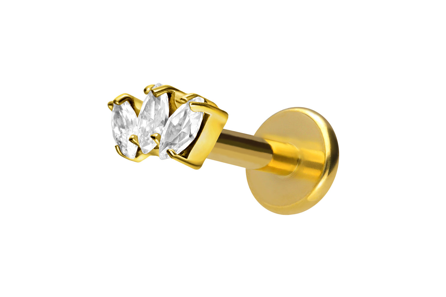 Titan Labret Piercing mit Innengewinde 3 KRISTALLTROPFEN